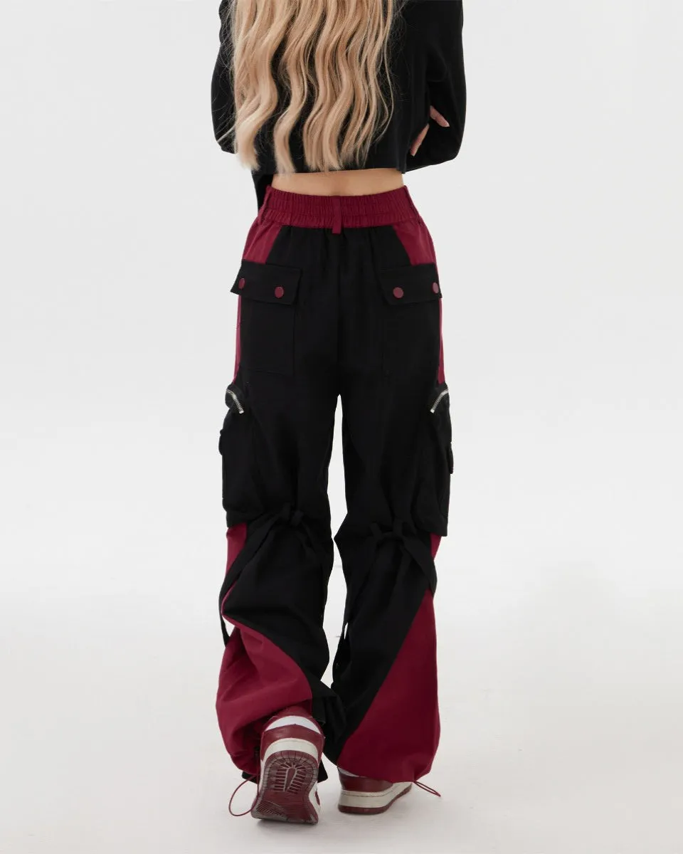 Fashionkova Black & Red Grunge Cargo Pants