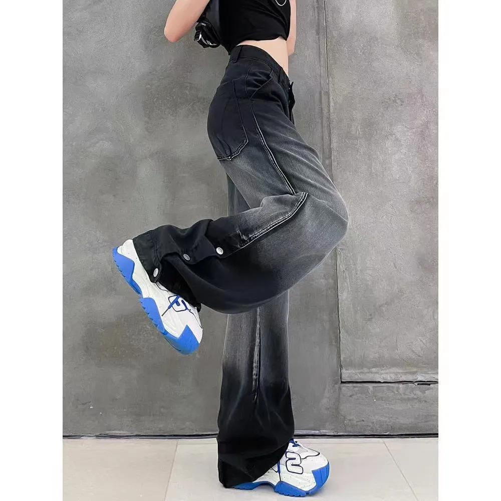 Fashionkova  Women Vintage Y2K Streetwear Baggy Cargo Jeans High Waisted Straight Wide Leg Pants Denim Trousers Fairy Grunge Alt Clothes