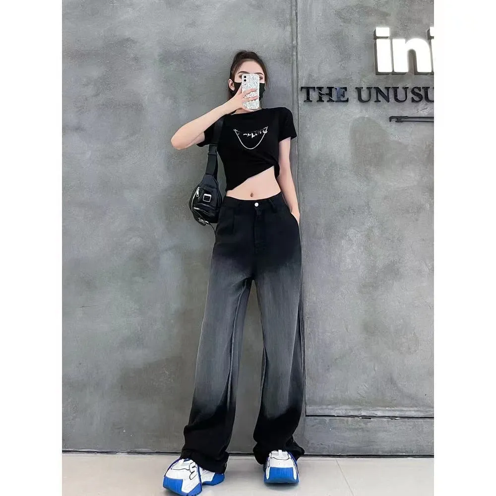 Fashionkova  Women Vintage Y2K Streetwear Baggy Cargo Jeans High Waisted Straight Wide Leg Pants Denim Trousers Fairy Grunge Alt Clothes