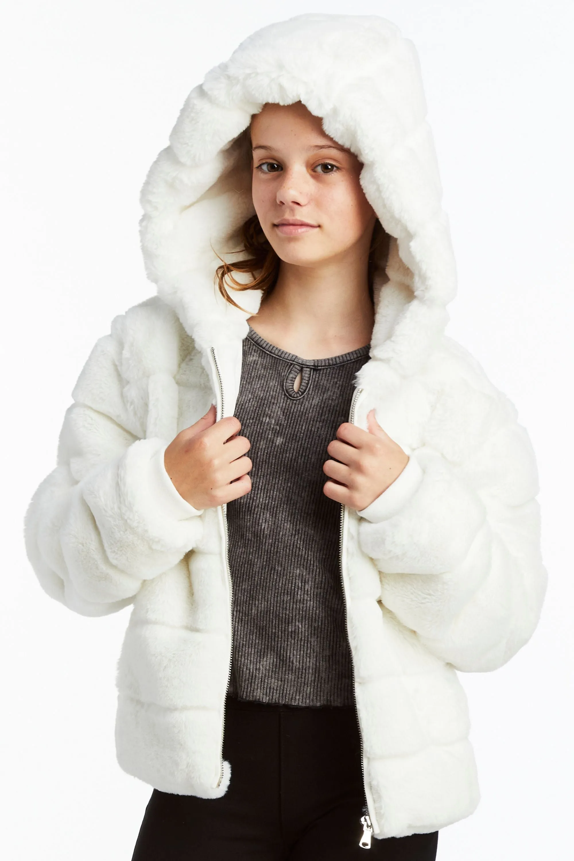 Faux-Bulous Furs - Hooded Teddy Fur Puffer