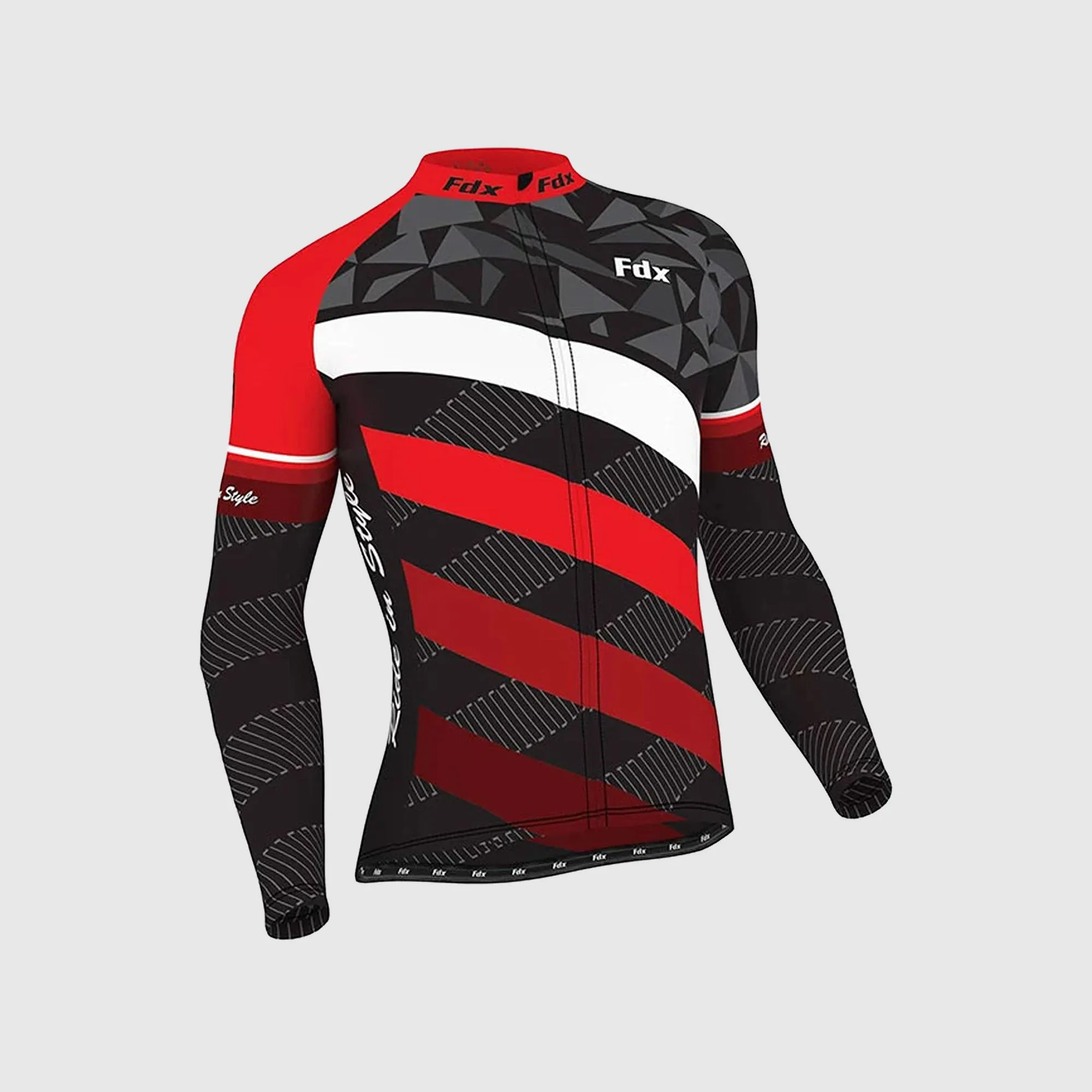 Fdx Men's & Boy's Set Equin Thermal Roubaix Long Sleeve Cycling Jersey & Bib Tights - Red