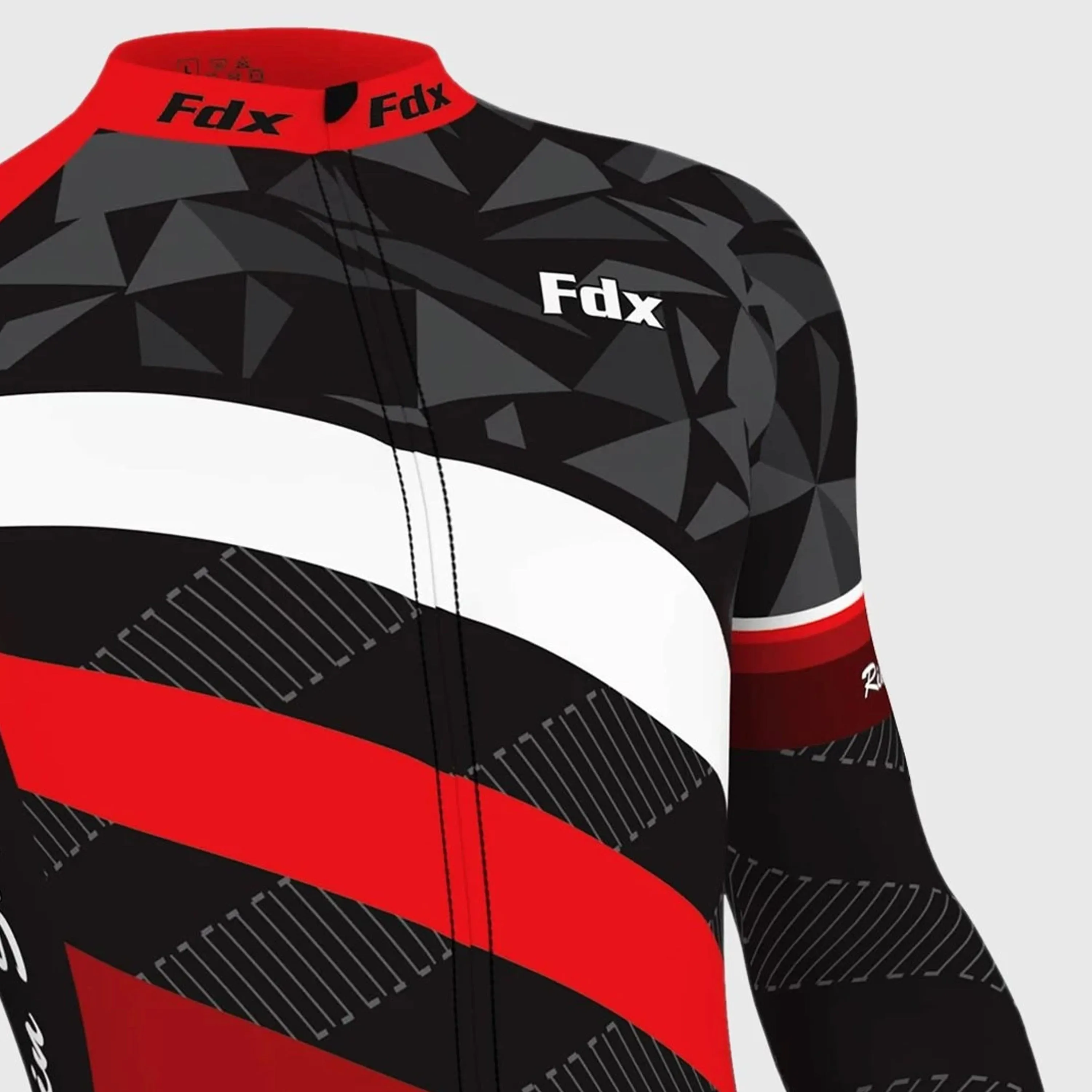 Fdx Men's & Boy's Set Equin Thermal Roubaix Long Sleeve Cycling Jersey & Bib Tights - Red