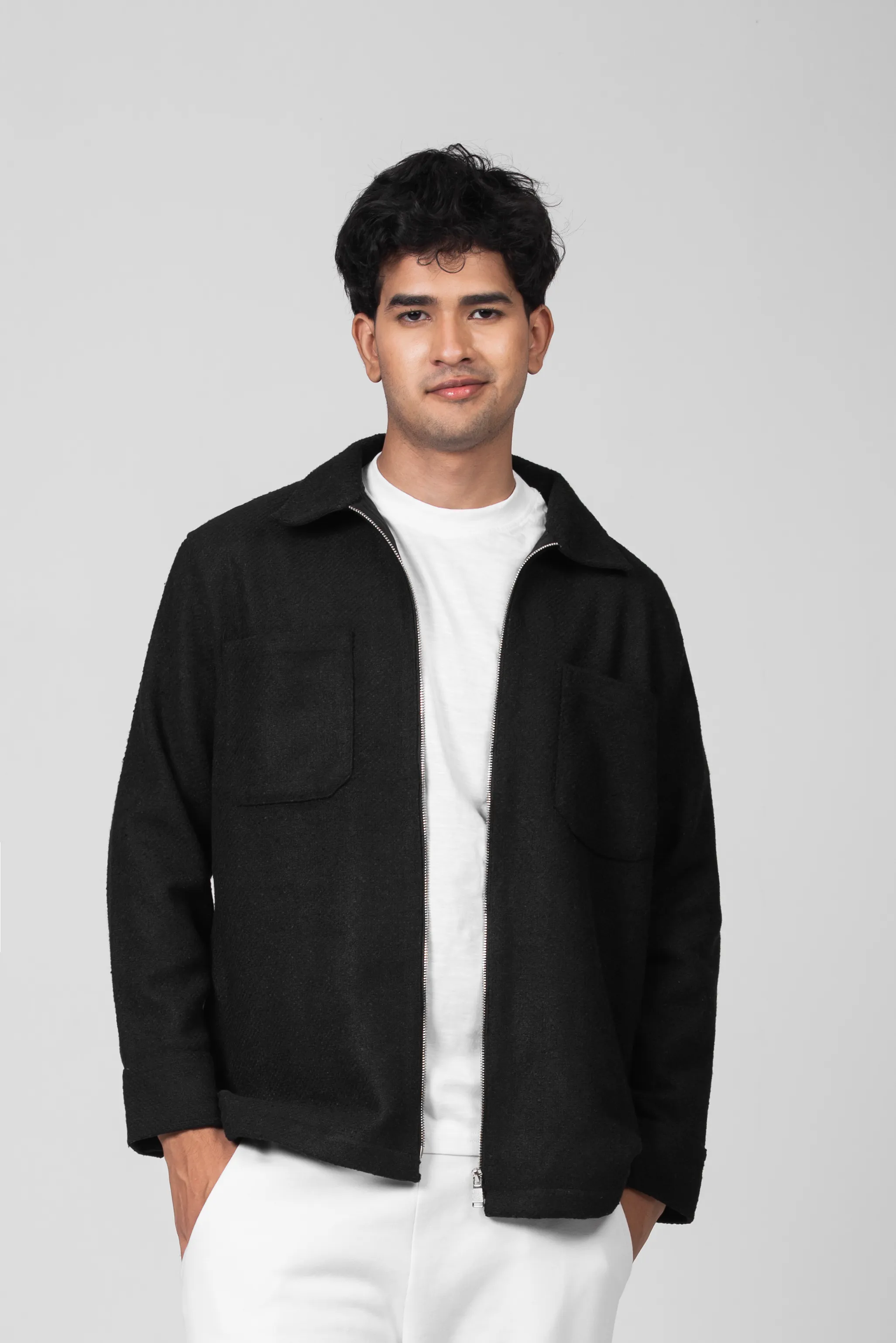 Fleece Zip Through Shacket | Admiral Black