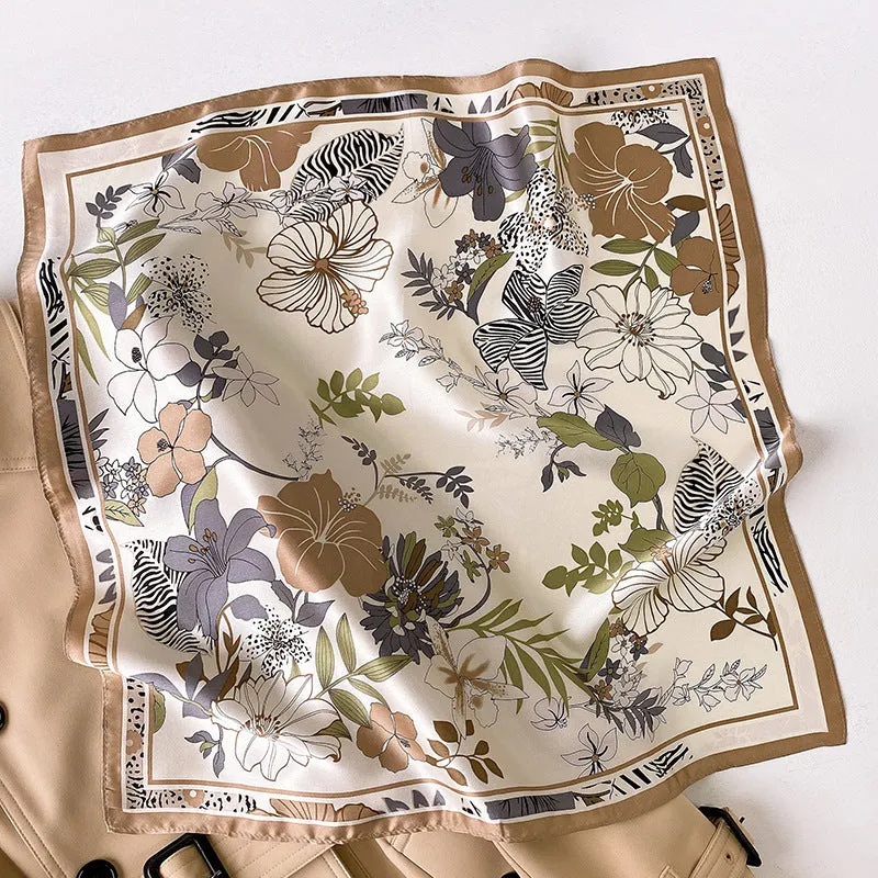 Floral Garden Silk Kerchief Scarf Bandana