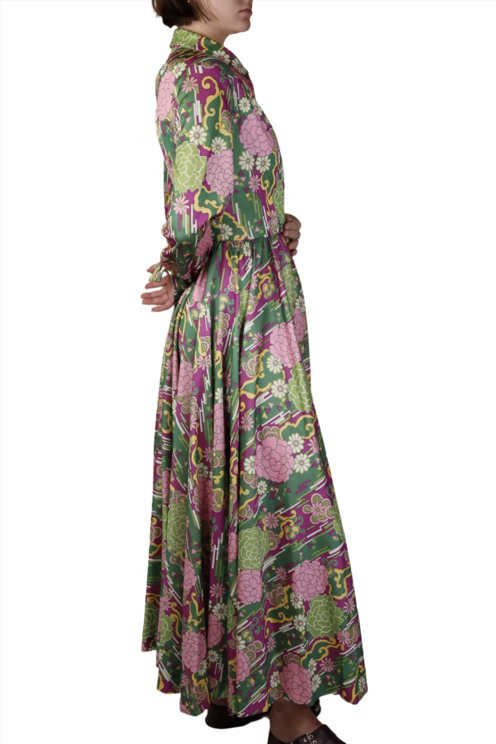 Floral Graphic Maxi Dress 1960s