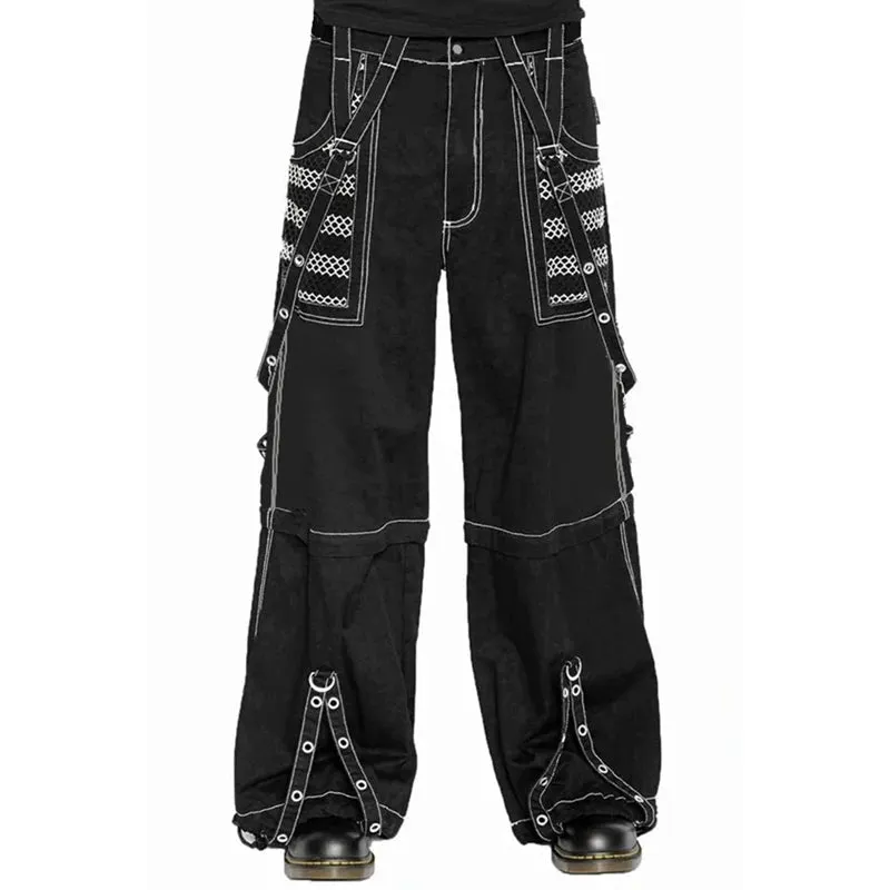 Flytonn-Punk Style Y2k Wid Leg Denim Pants E-girl Gothic Loose Trousers Cyber Grunge Cargo Pants Harajuku High Waist Baggy Jeans Women