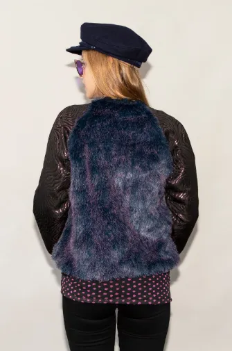 Forgotten Saints LA "Venus in Furs" Purple/Blue Faux Fur Bomber Jacket