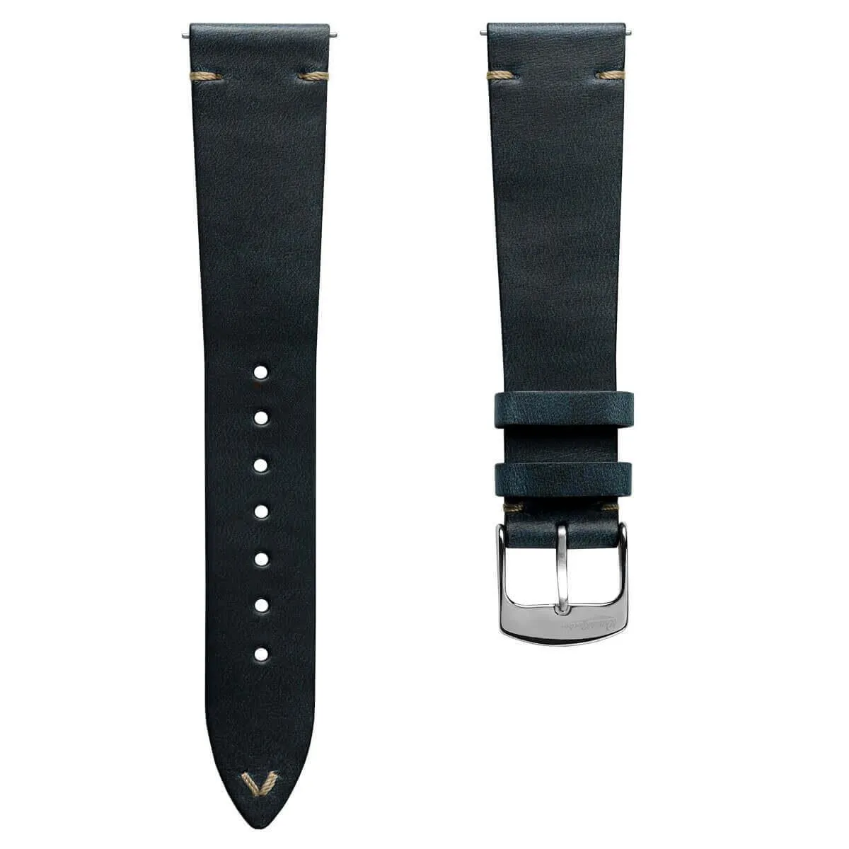 Genuine Horween Chromexcel® V-Stitch Leather Watch Strap - Blue