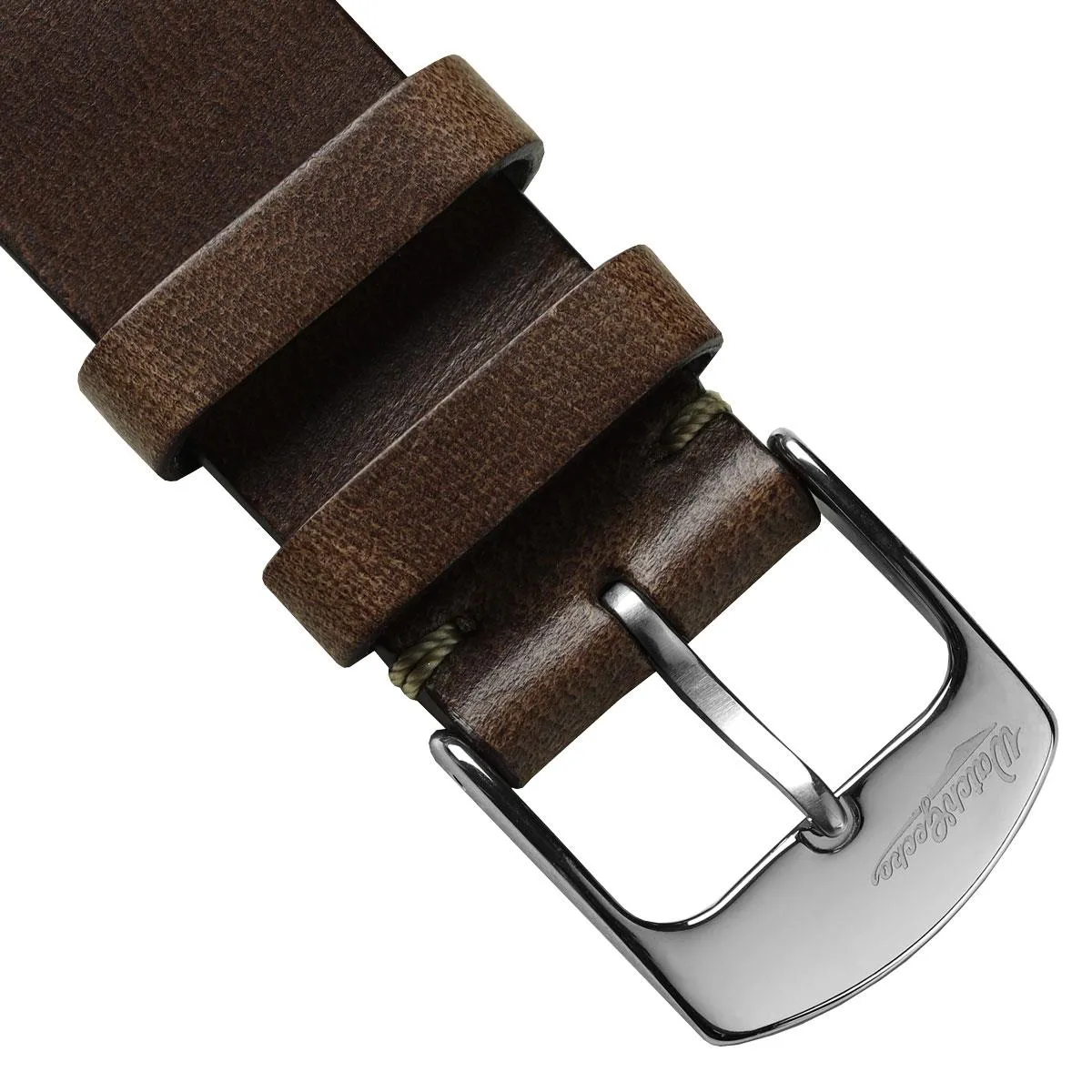 Genuine Horween Chromexcel® V-Stitch Leather Watch Strap - Dark Brown