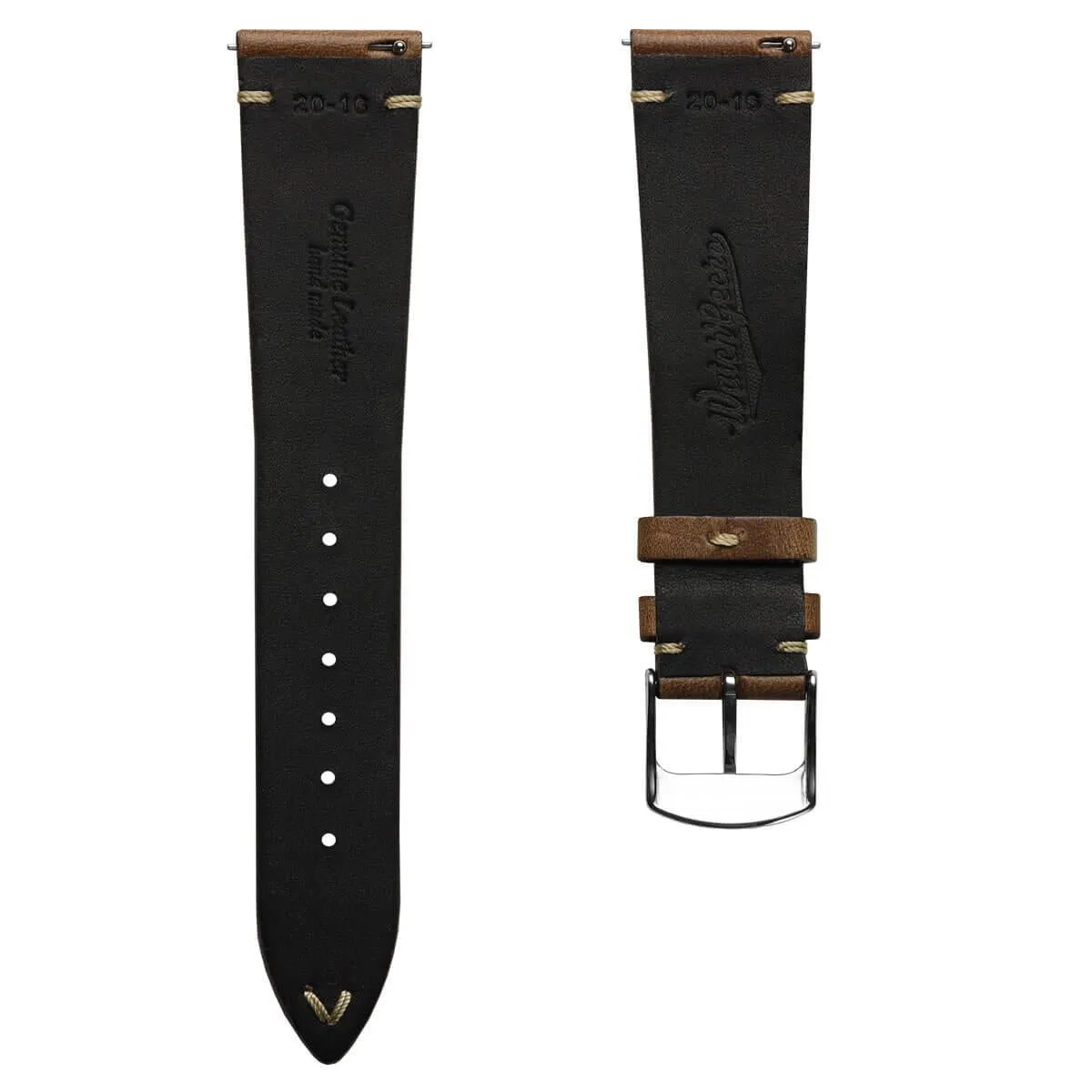 Genuine Horween Chromexcel® V-Stitch Leather Watch Strap - Light Brown