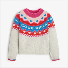 Girls' heather grey knitted sweater