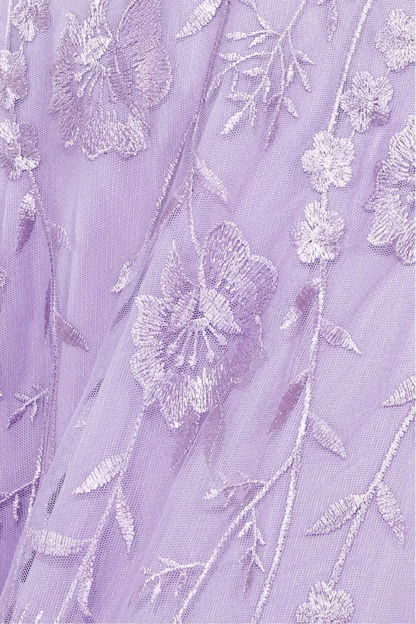 Goddiva Embroidered Lace Maxi Flutter Sleeves - Lilac