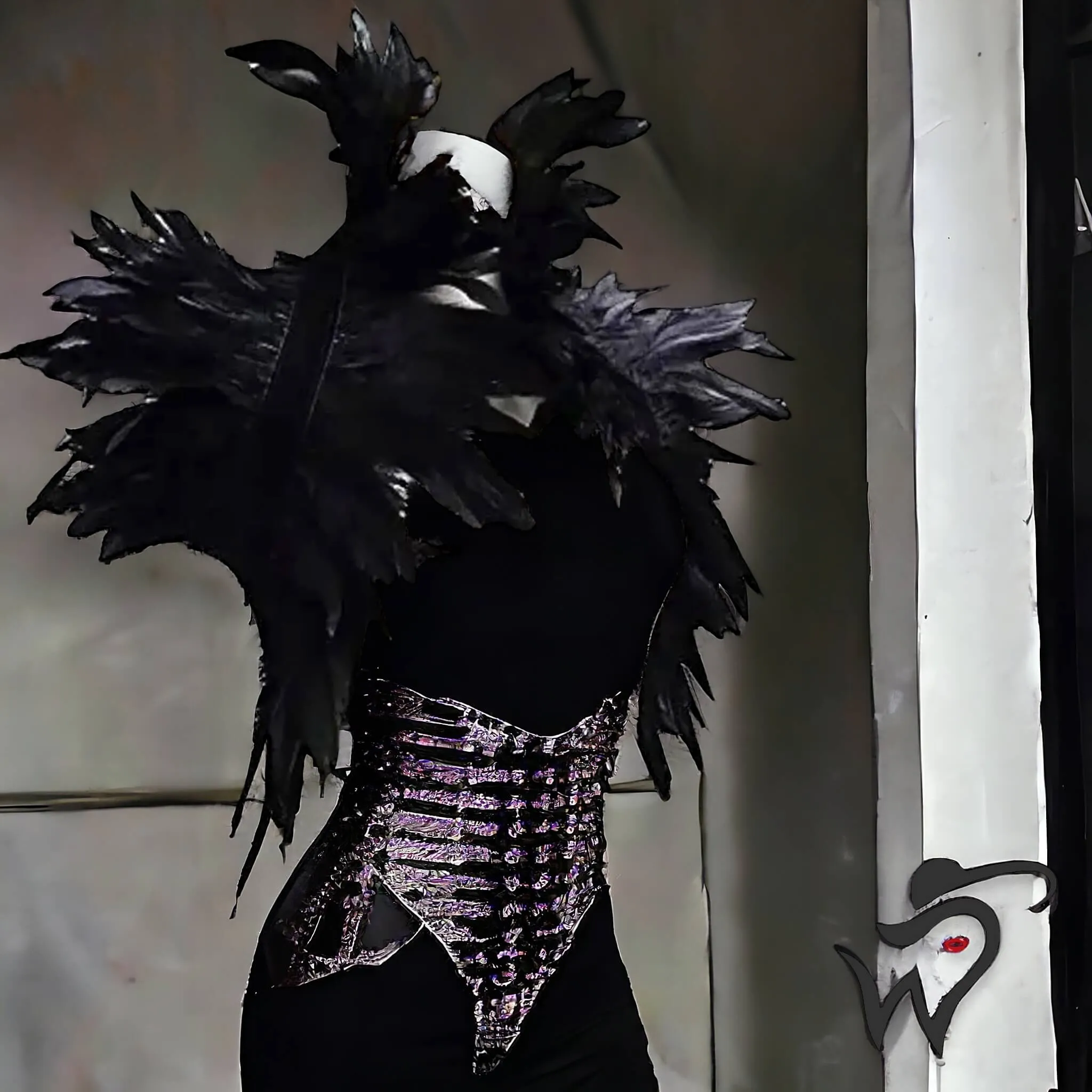 Gothic Black Feather Bolero Shrug