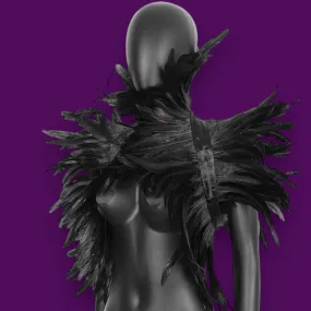 Gothic Black Feather Bolero Shrug