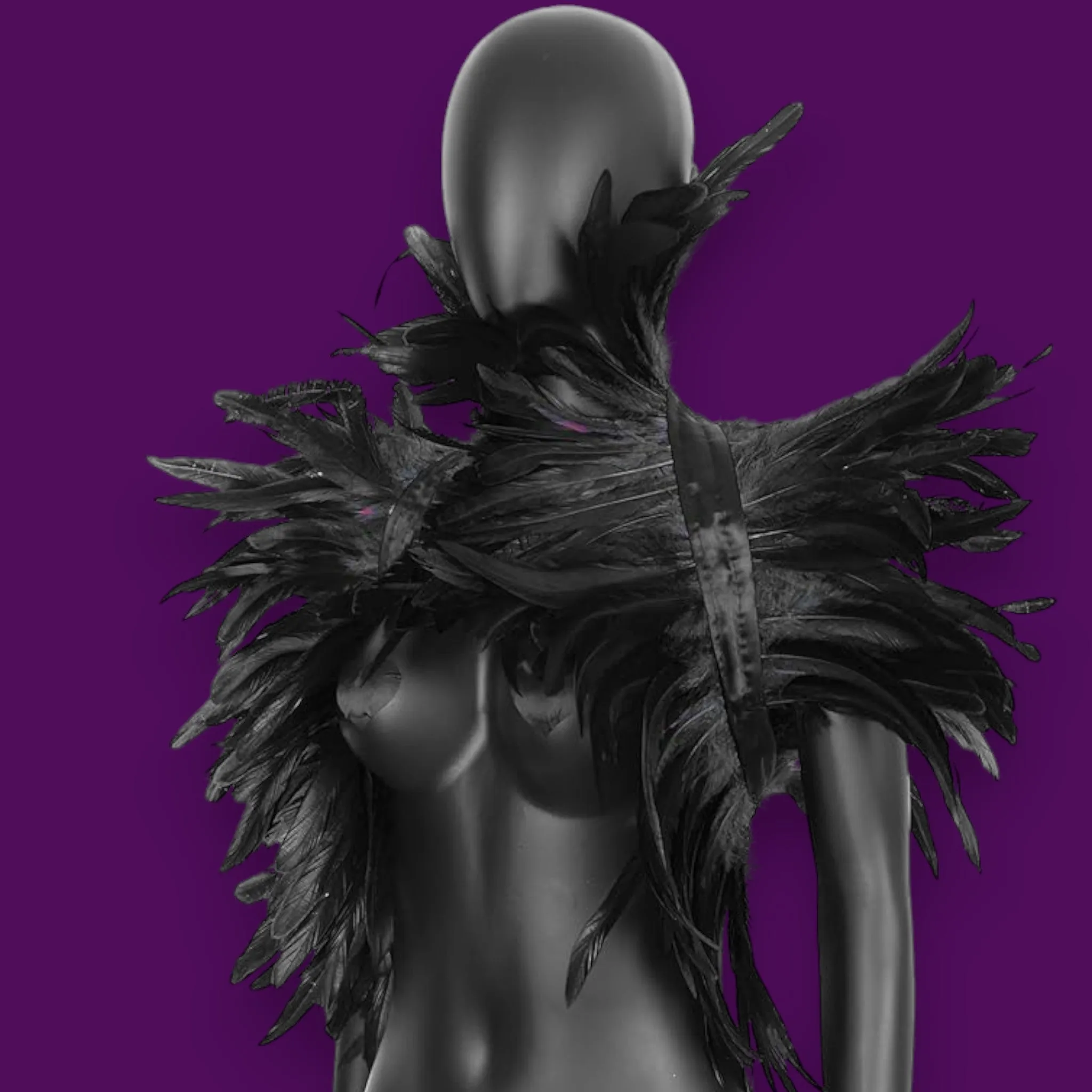 Gothic Black Feather Bolero Shrug