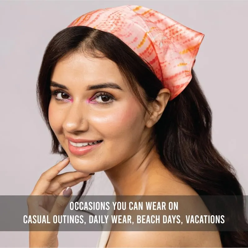 Hair Drama Co Peachy Satin Headscarf Headband with Elastic