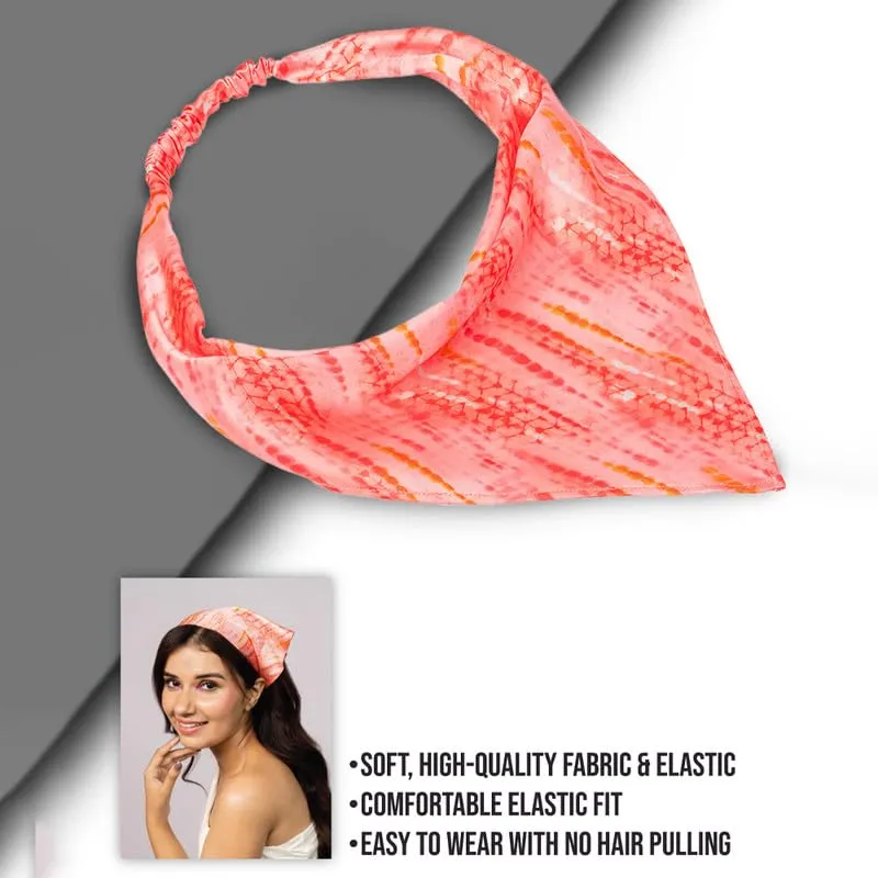 Hair Drama Co Peachy Satin Headscarf Headband with Elastic