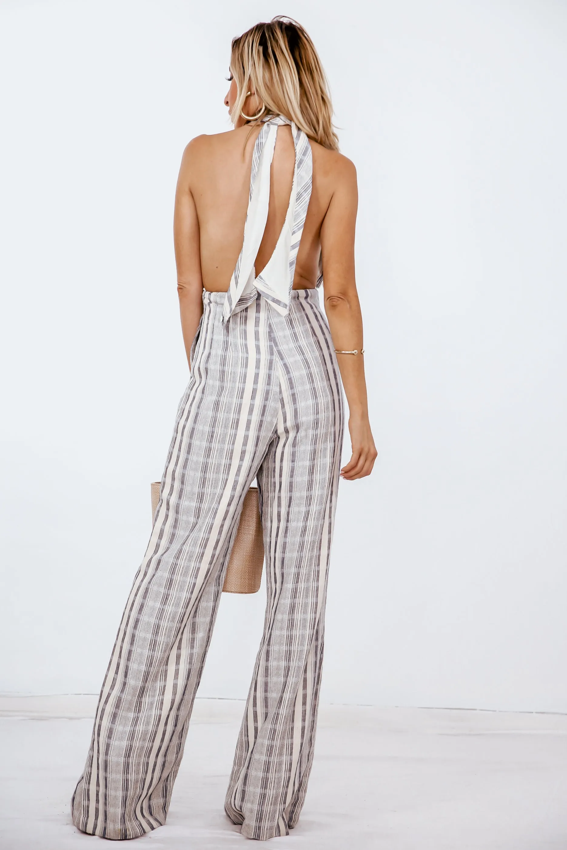 Halter Palazzo Jumpsuit with Tie Detail