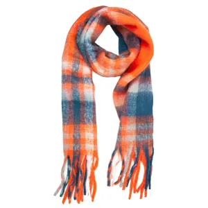 Heavyweight Check Print Scarf - Orange Blue