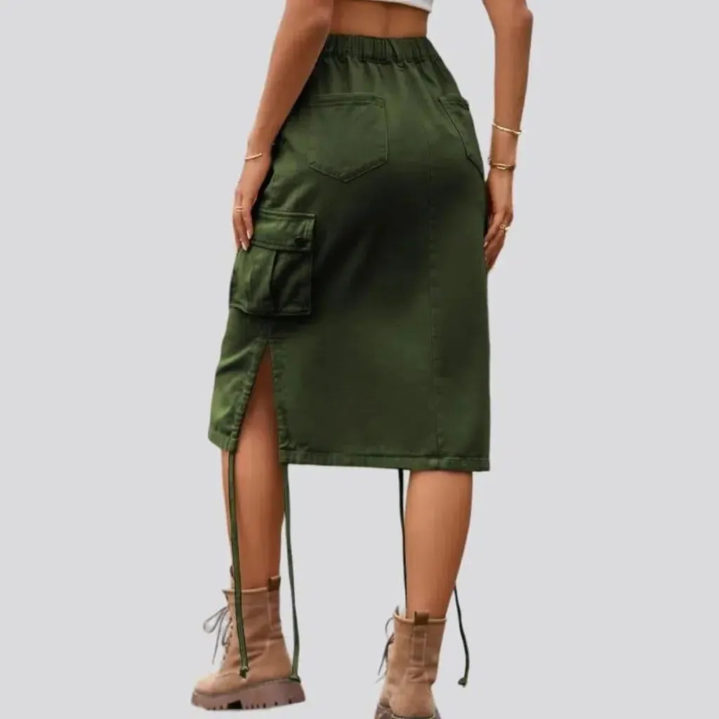 High-waist cargo jeans skirt for ladies