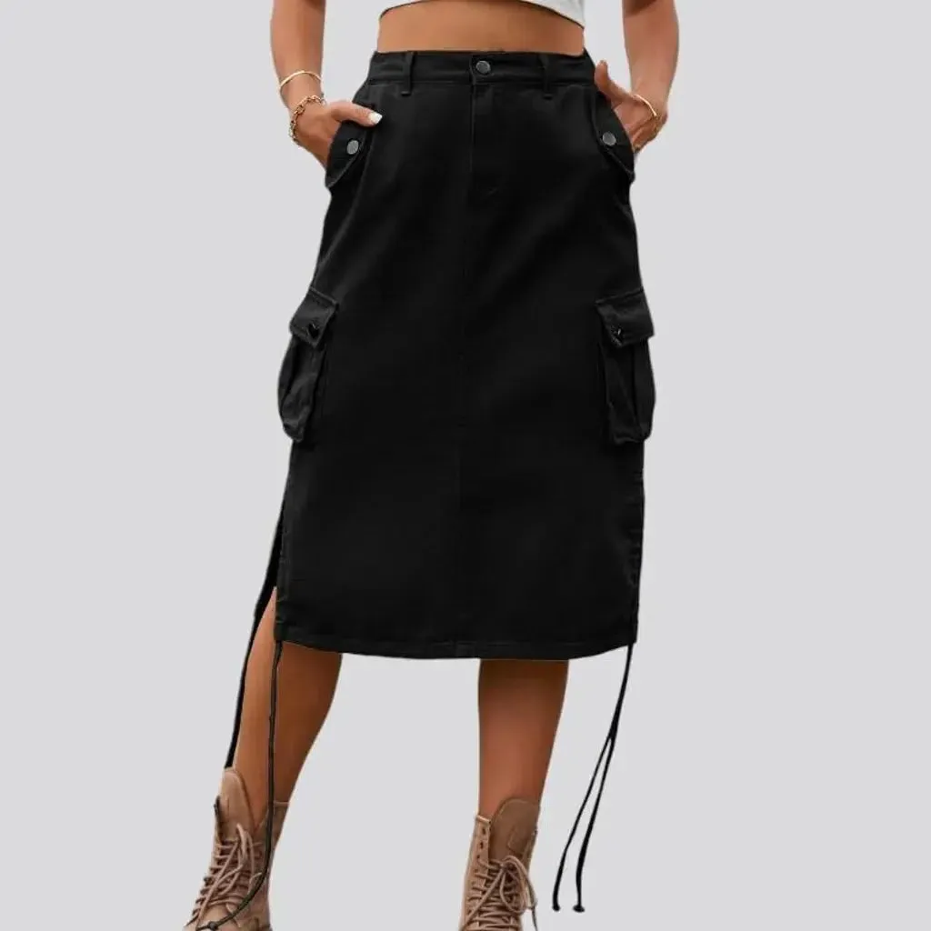 High-waist cargo jeans skirt for ladies