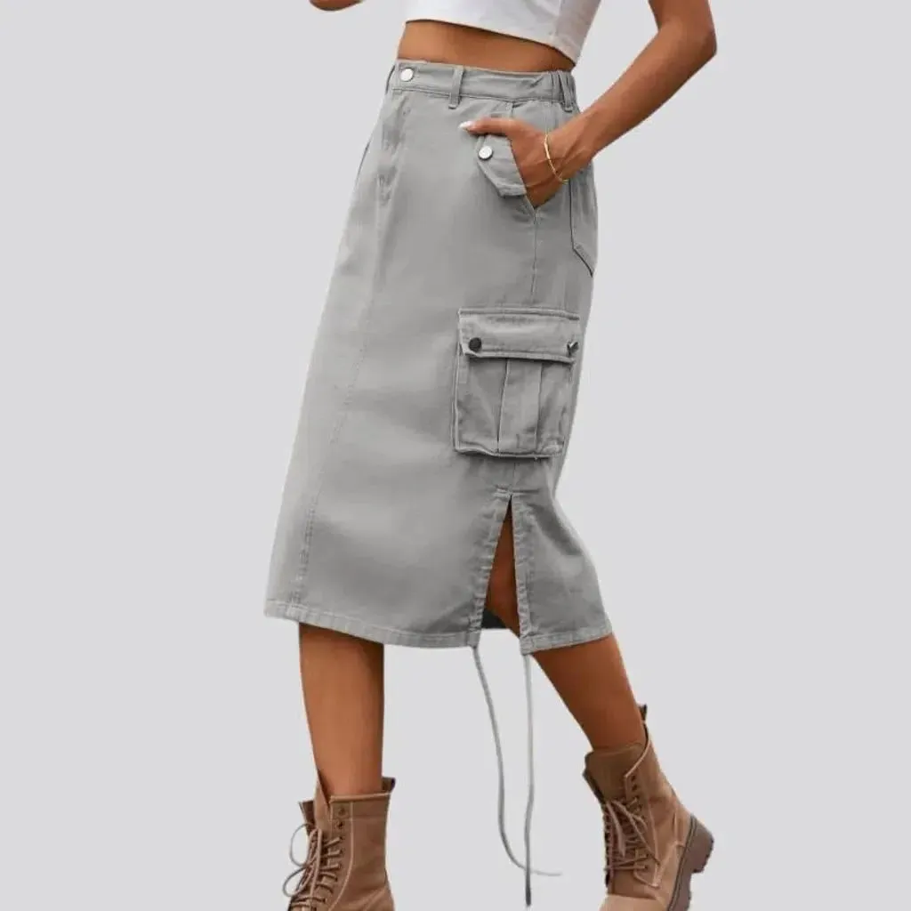 High-waist cargo jeans skirt for ladies