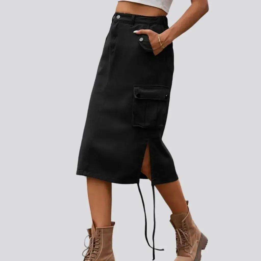 High-waist cargo jeans skirt for ladies