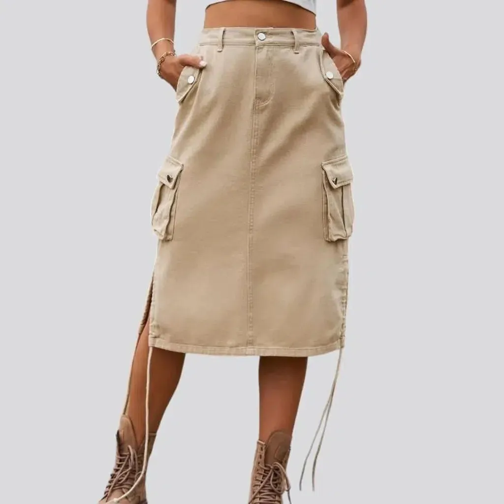 High-waist cargo jeans skirt for ladies