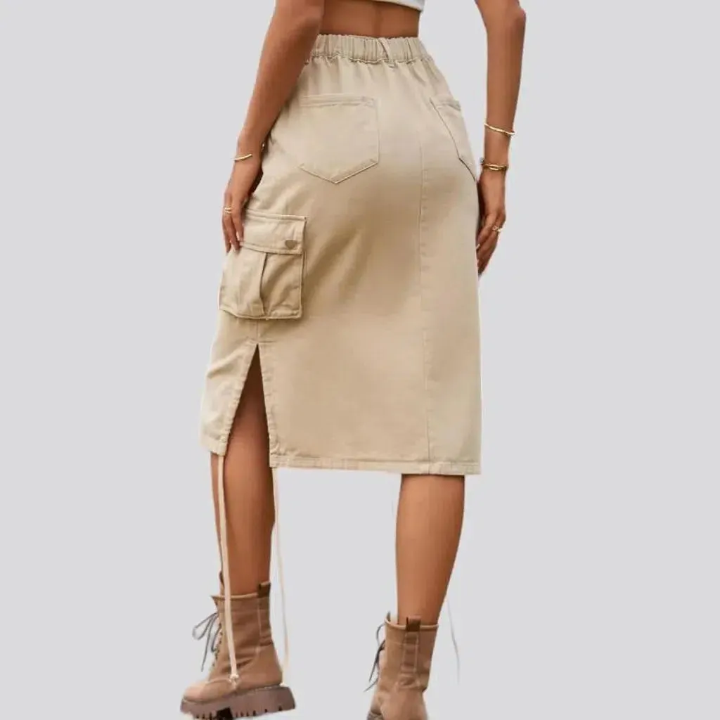 High-waist cargo jeans skirt for ladies