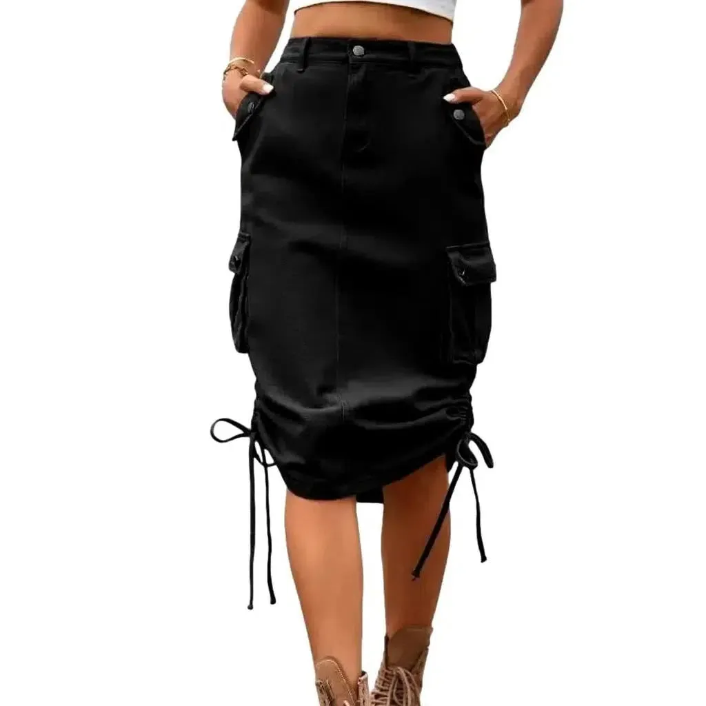 High-waist cargo jeans skirt for ladies