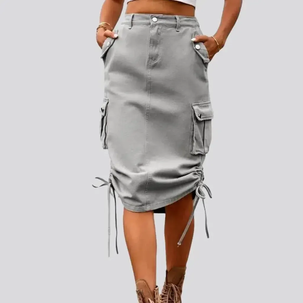 High-waist cargo jeans skirt for ladies