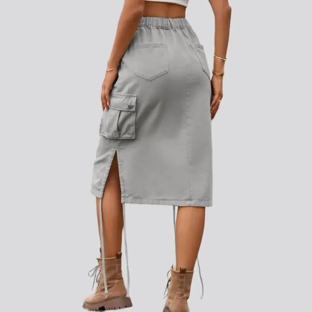 High-waist cargo jeans skirt for ladies