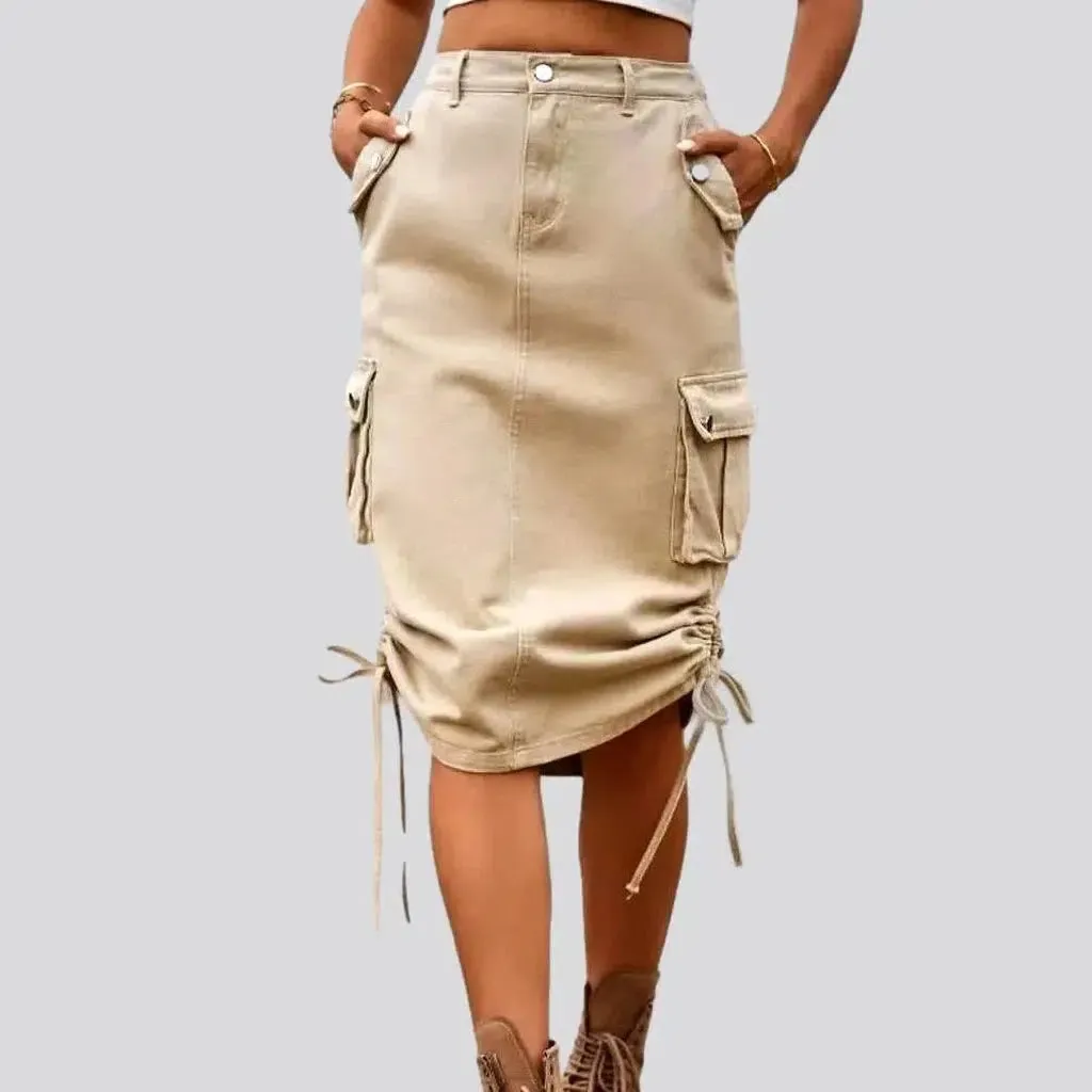 High-waist cargo jeans skirt for ladies