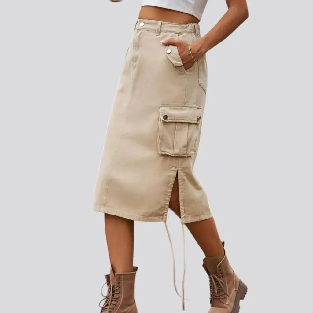 High-waist cargo jeans skirt for ladies