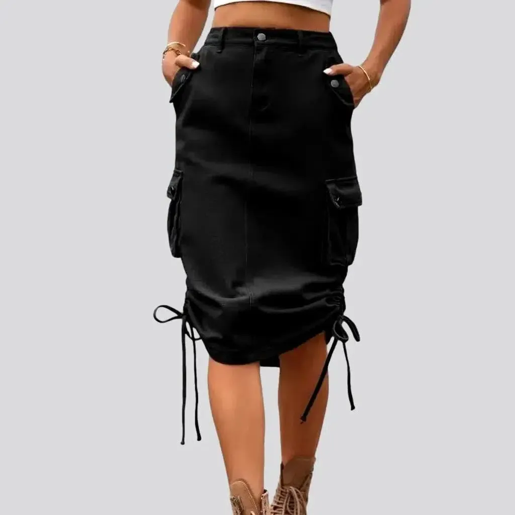 High-waist cargo jeans skirt for ladies