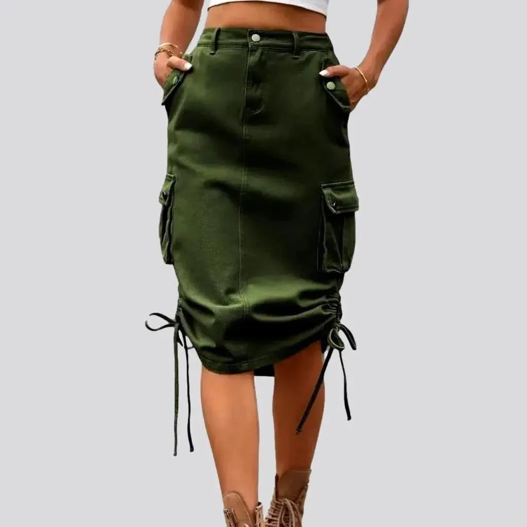 High-waist cargo jeans skirt for ladies