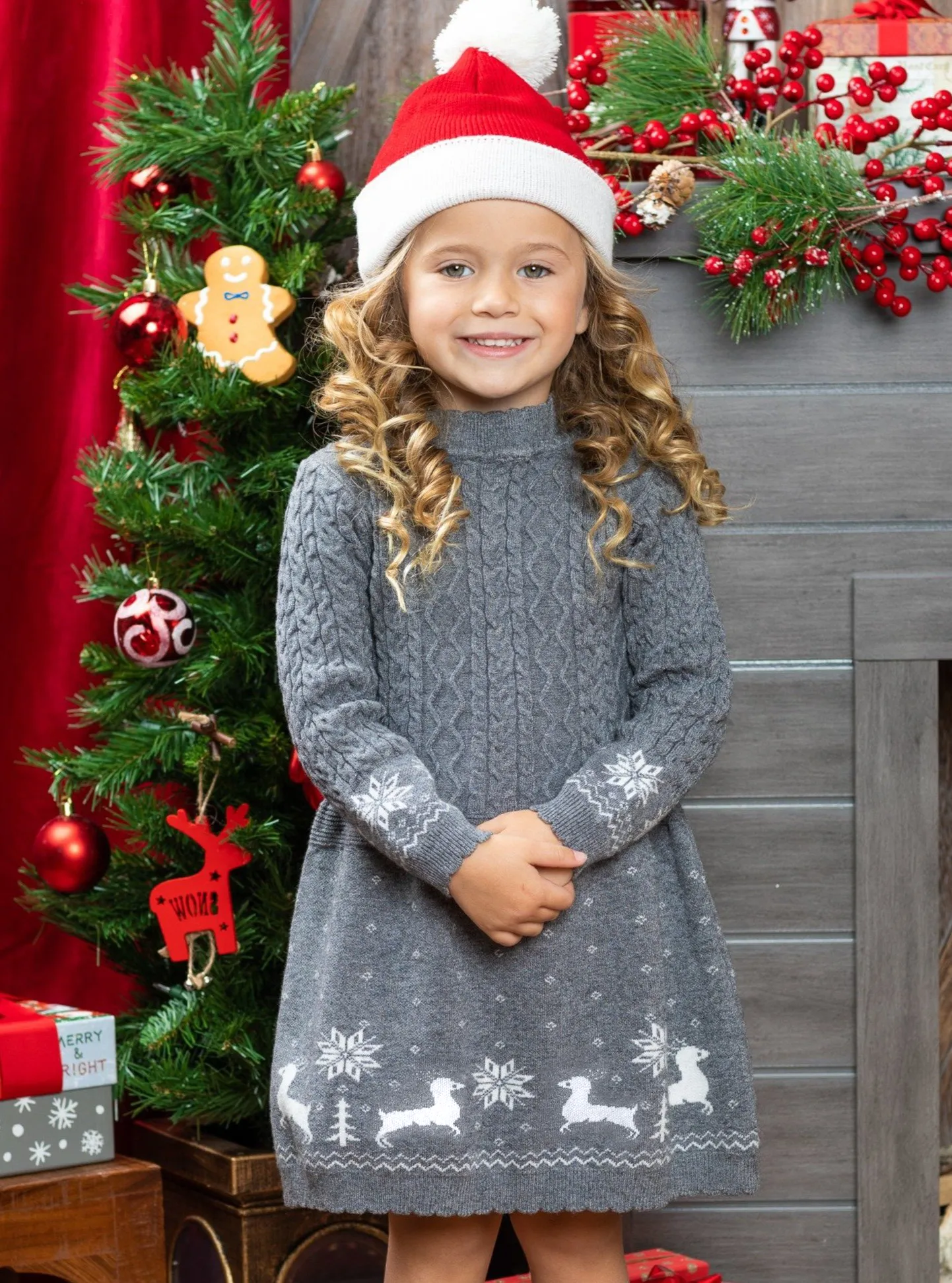 Holiday Cable Knit Sweater Dress