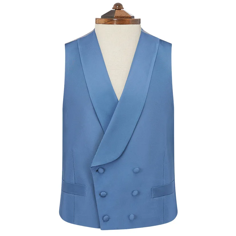 Hudson Dark Blue Grosgrain Silk and Cotton Waistcoat