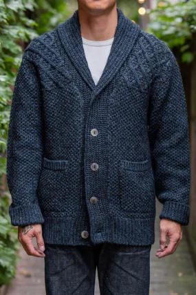 Indi   Ash Andes Cardigan - Black Alpaca / Dark Indigo