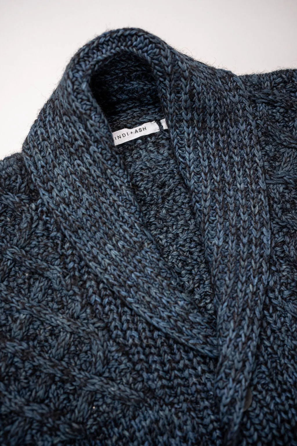 Indi   Ash Andes Cardigan - Black Alpaca / Dark Indigo