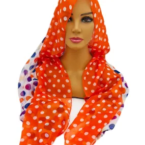 ISAAC MIZRAHI Polka Dot Scarf - Purple, Orange & Blue New w/ Tags