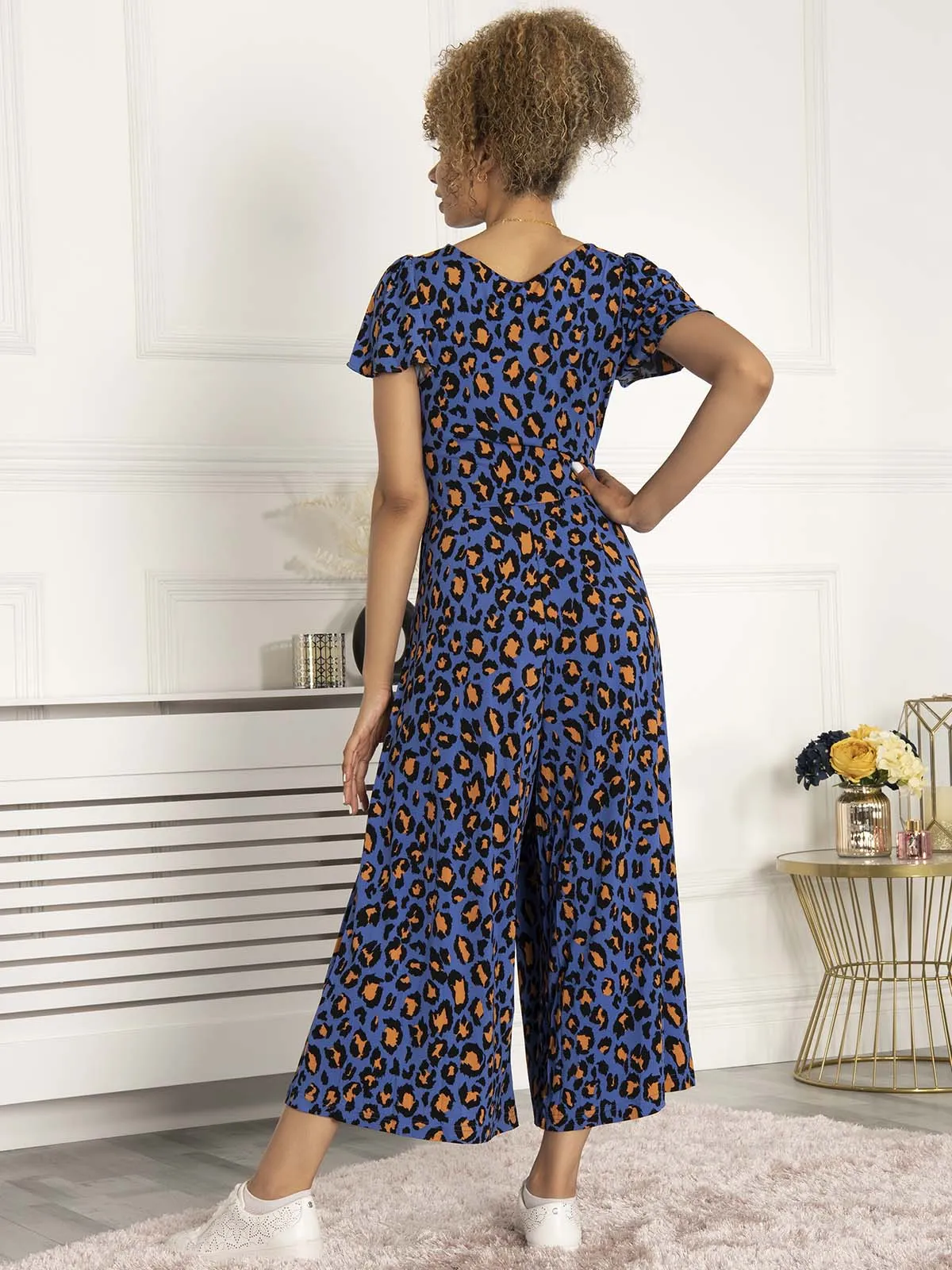 Jolie Moi Devorah Culotte Jumpsuit, Blue Animal