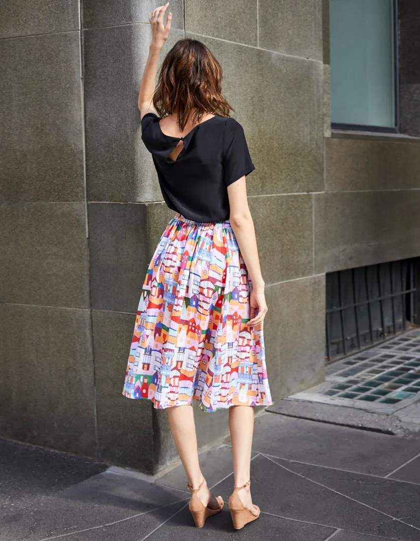 Kathleen Skirt Urban Scapes in Linen