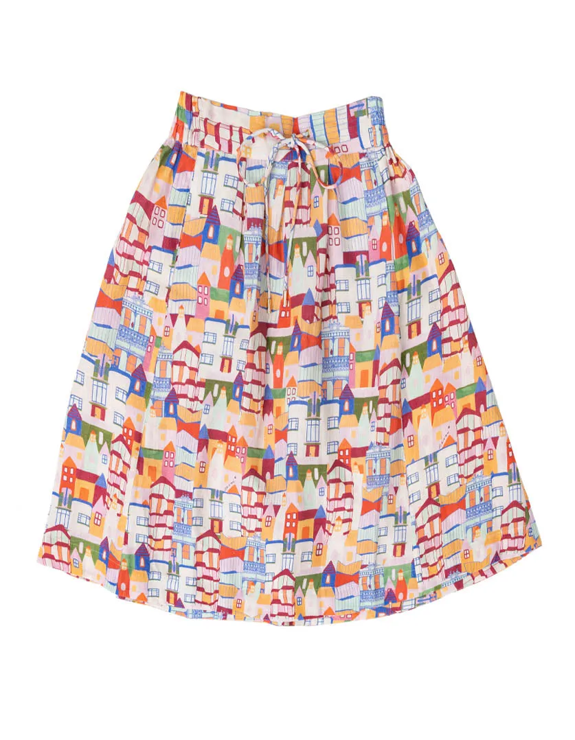 Kathleen Skirt Urban Scapes in Linen