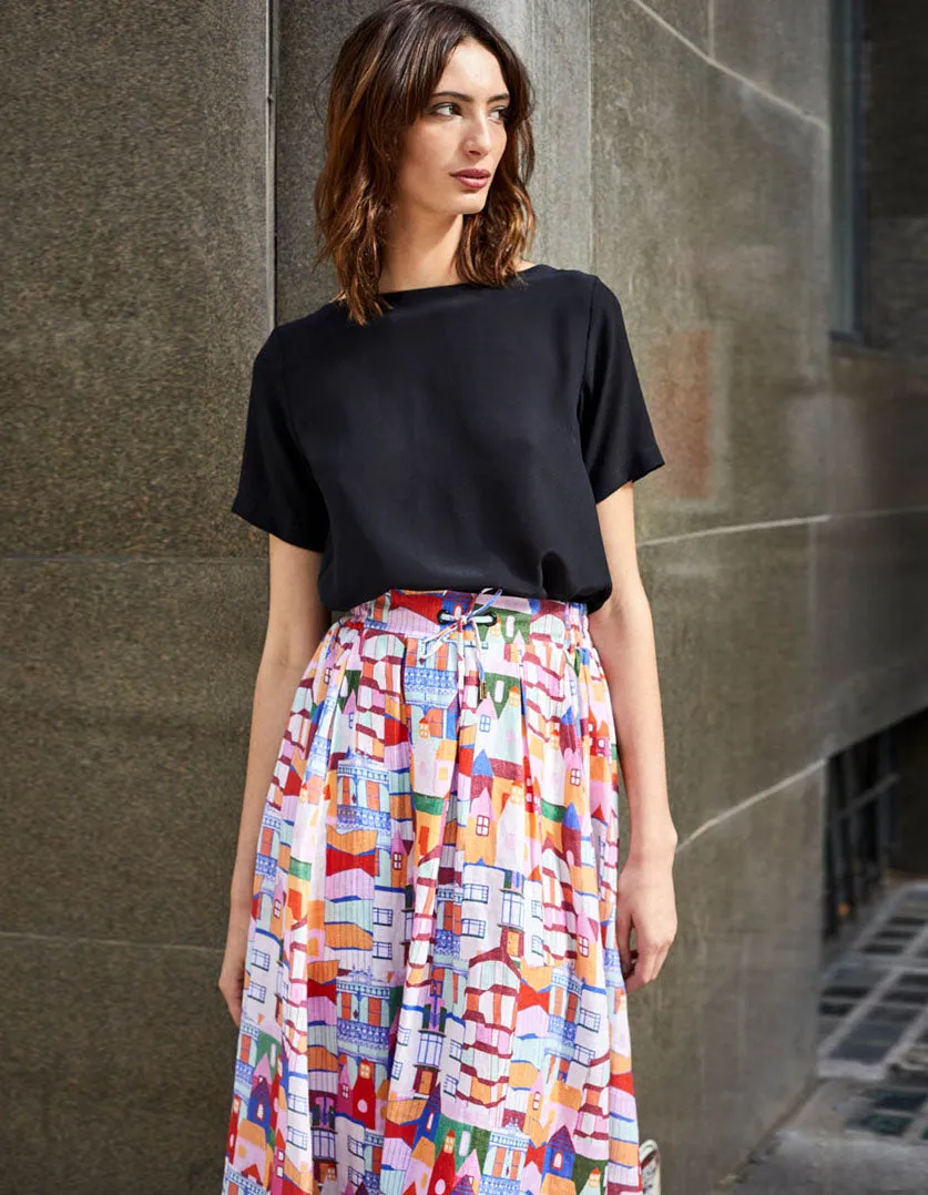 Kathleen Skirt Urban Scapes in Linen