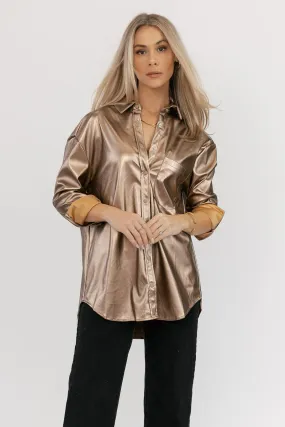 Keegan Metallic Button Up Shacket - Final Sale