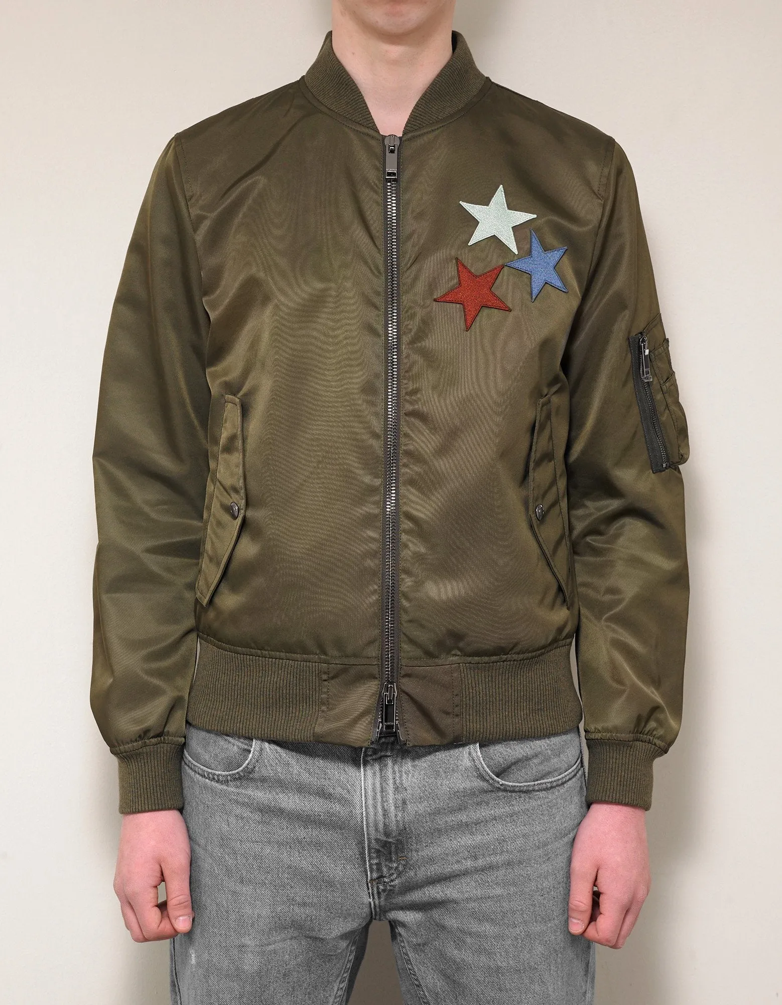 Khaki Jamie Reid Embellished Bomber Jacket