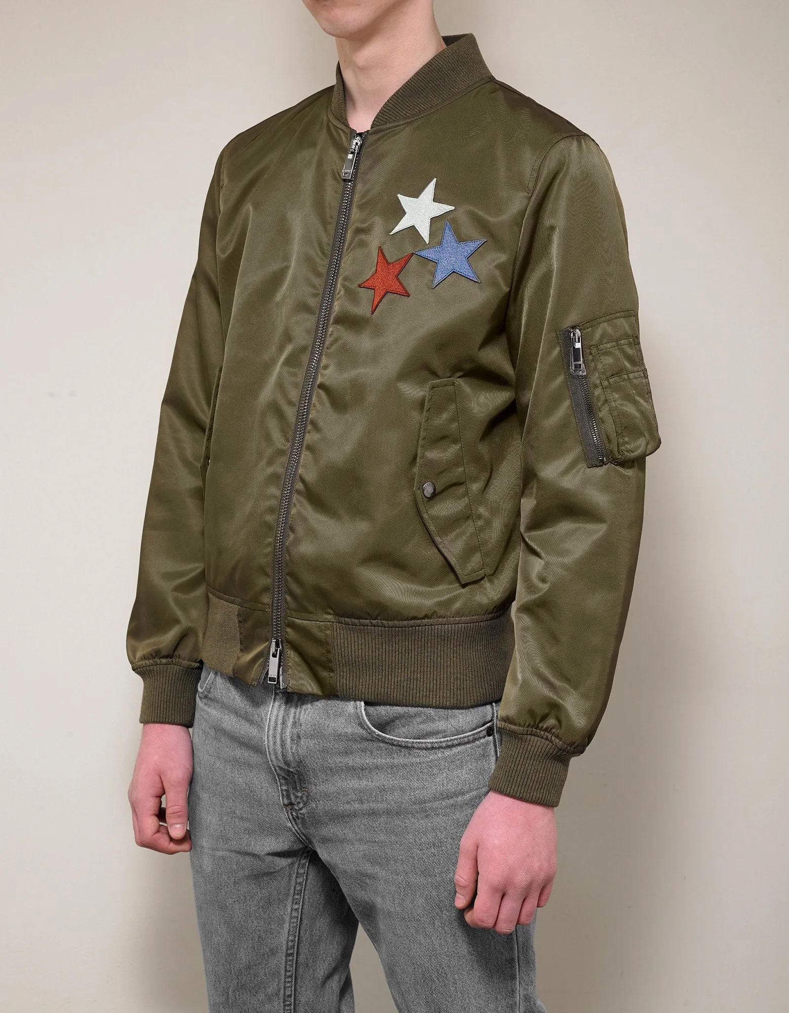 Khaki Jamie Reid Embellished Bomber Jacket