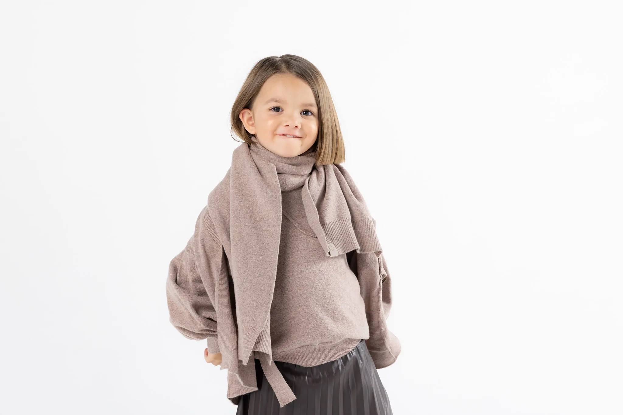 Kids Turtleneck Dickey in Taupe Brushed Knit