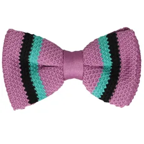 Light Violet Bold Striped Knit Bow Tie